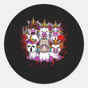 Pegatina Redonda Mi pequeño equipo de terror - Unicornios de Hallow