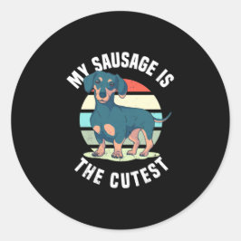 Pegatina Redonda Mi Perro De Salchicha Es El Más Cuidadoso
