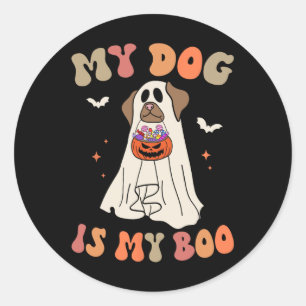 Pegatina Redonda Mi Perro Es Mi Fantasma Fantasma Halloween Lover