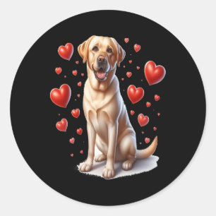 Pegatina Redonda Mi perro labrador amarillo es mi corazón de San Va