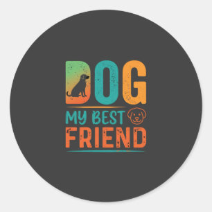 Pegatina Redonda Mi perro mi mejor amigo diseño retro