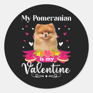 Pegatina Redonda Mi perro pomerania es mi amante del día de San Val