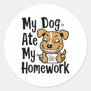 Pegatina Redonda Mi perro se comió mi tarea