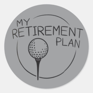 Pegatina Redonda Mi plan de jubilación divertido dicho golfista de 