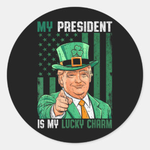 Pegatina Redonda Mi Presidente Es Mi Afortunado Encanto Funny Trump