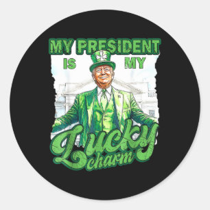 Pegatina Redonda Mi Presidente Es Mi Afortunado Encanto Funny Trump