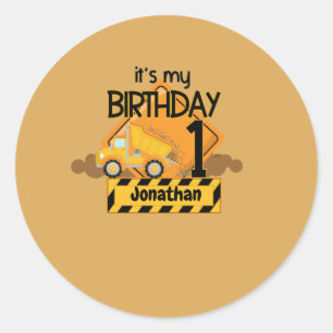 Pegatina Redonda Mi primer camión de cumpleaños