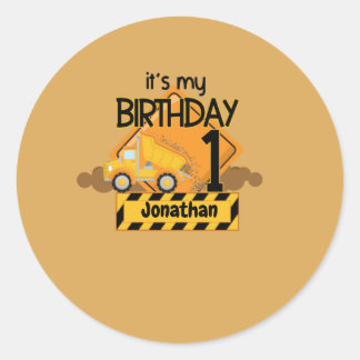 Pegatina Redonda Mi primer camión de cumpleaños