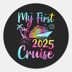 Pegatina Redonda Mi primer crucero 2025 en cruceros familiares coin