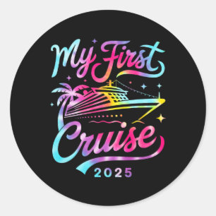 Pegatina Redonda Mi primer crucero 2025 en cruceros familiares coin