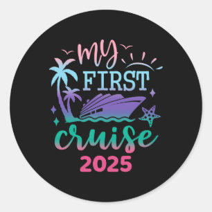 Pegatina Redonda Mi primer crucero de vacaciones en familia 2025