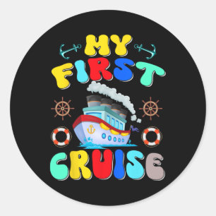 Pegatina Redonda Mi primer crucero de vacaciones en familia 2025 S