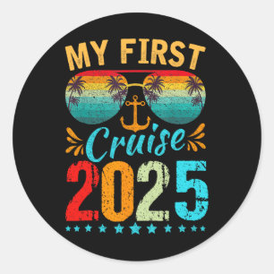 Pegatina Redonda Mi primer crucero de vacaciones en familia Tee 202