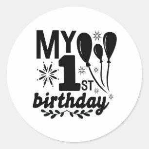 Pegatina Redonda ¡Mi primer cumpleaños! ¡¡¡Cariño!!!