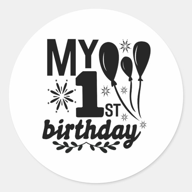 Pegatina Redonda ¡Mi primer cumpleaños! ¡¡¡Cariño!!! (Anverso)