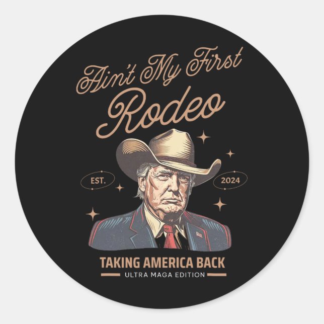 Pegatina Redonda Mi primer novio de Rodeo Trump recuperando a Estad (Anverso)