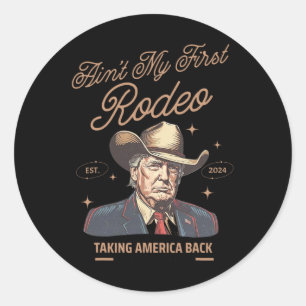 Pegatina Redonda Mi primer novio de Rodeo Trump recuperando a Estad