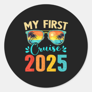 Pegatina Redonda Mi primer partido de vacaciones de verano de 2025
