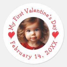 Pegatina Redonda Mi primer Personalizable de San Valentín