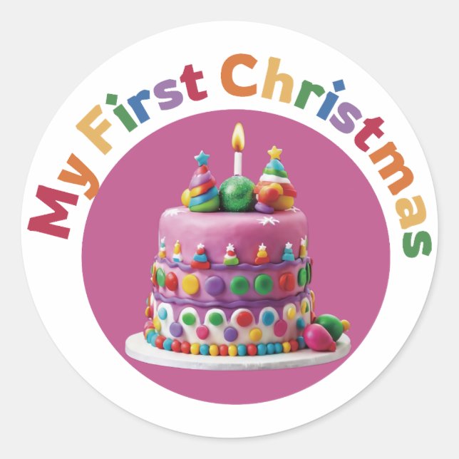 Pegatina Redonda Mi primera Navidad #1 (Anverso)