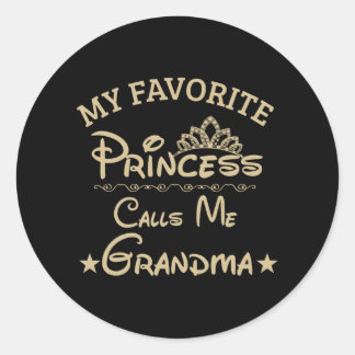 Pegatina Redonda Mi princesa favorita me llama abuela