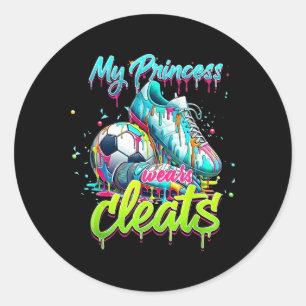 Pegatina Redonda Mi princesa usa tacos de fútbol Drippy Soccer Colo