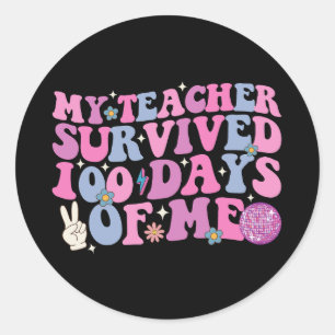 Pegatina Redonda Mi Profesor Sobrevivió A 100 Días De Mí Disco Groo
