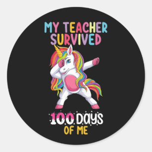 Pegatina Redonda Mi Profesor Sobrevivió A 100 Días De Mi Escuela Un