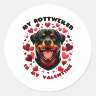 Pegatina Redonda Mi Rottweiler Es Mi Valentín - Perfecto Para Rottw