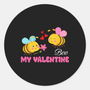 Pegatina Redonda Mi San Valentín Amor Cita Romántica Cute Bee Amor