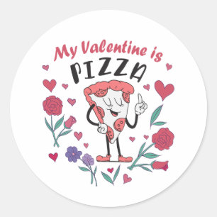 Pegatina Redonda Mi San Valentín es una invitación a la pizza