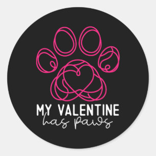 Pegatina Redonda Mi San Valentín Tiene Patas - Divertido Regalo Par