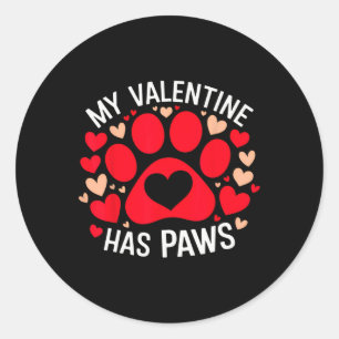 Pegatina Redonda Mi San Valentín Tiene Patitas Día de San Valentín