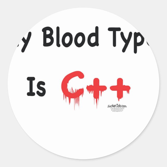 Pegatina Redonda Mi sangre es c++ (Anverso)