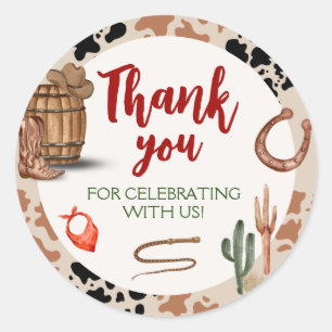 Pegatina Redonda Mi segundo cumpleaños de Cowboy Fiesta de Rodeo