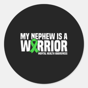 Pegatina Redonda Mi Sobrino Es Una Salud Mental De Cinta Verde De G