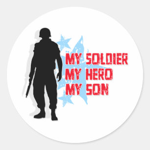 Pegatina Redonda Mi soldado, mi héroe, mi hijo
