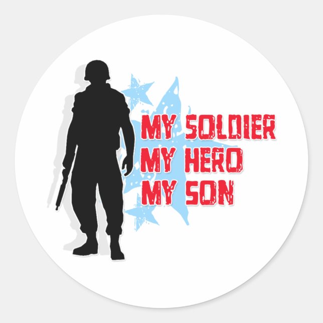 Pegatina Redonda Mi soldado, mi héroe, mi hijo (Anverso)