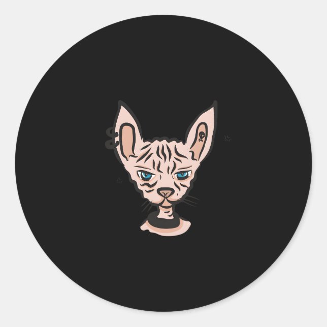 Pegatina Redonda Mi Sphynx Piensa Que Eres Demasiado Agradable Gato (Anverso)