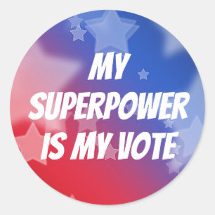 Pegatina Redonda Mi superpoder es mi voto