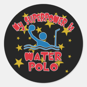 Pegatina Redonda Mi superpotencia es water polo
