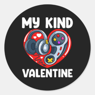 Pegatina Redonda Mi Tipo De Control De Juegos De Día de San Valentí