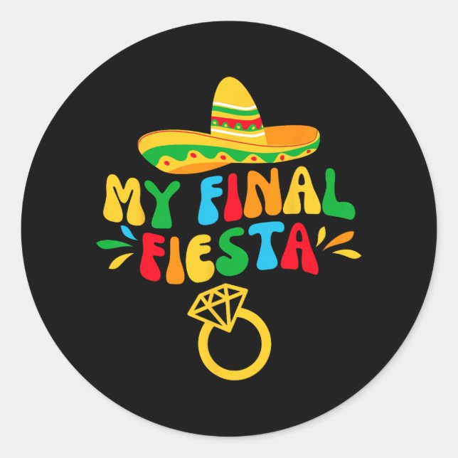 Pegatina Redonda Mi última fiesta de novia Groovy Despedida de solt (Anverso)