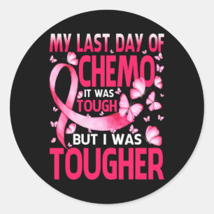 Pegatina Redonda Mi Último Día De Chemo Era Consciente Del Tos Cánc