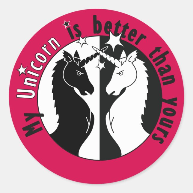 Pegatina Redonda Mi unicornio es mejor (Anverso)
