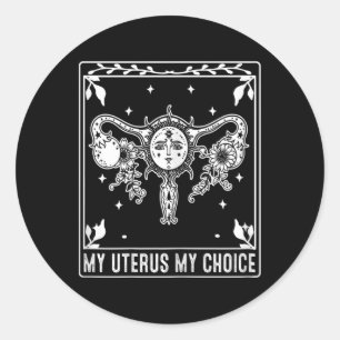 Pegatina Redonda Mi Uterus Mi Tarjeta Tarot Elección Feminista Hall