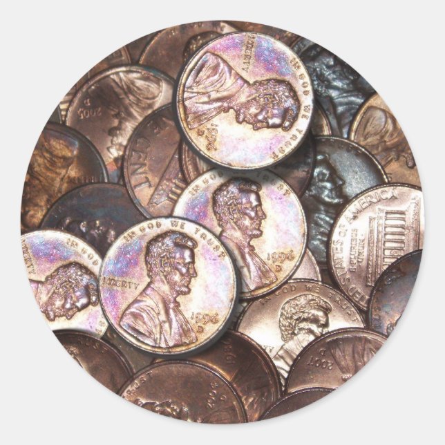 Pegatina Redonda Mi valor de dos centavos (Anverso)