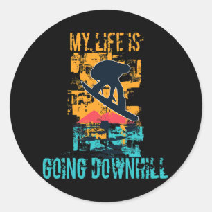 Pegatina Redonda Mi vida se está volviendo cuesta abajo Grunge Wint