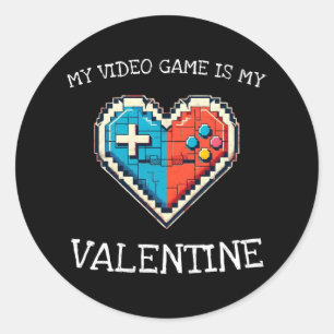 Pegatina Redonda Mi Videojuego es Mi San Valentín