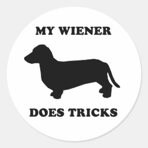 Pegatina Redonda Mi Wiener hace trucos